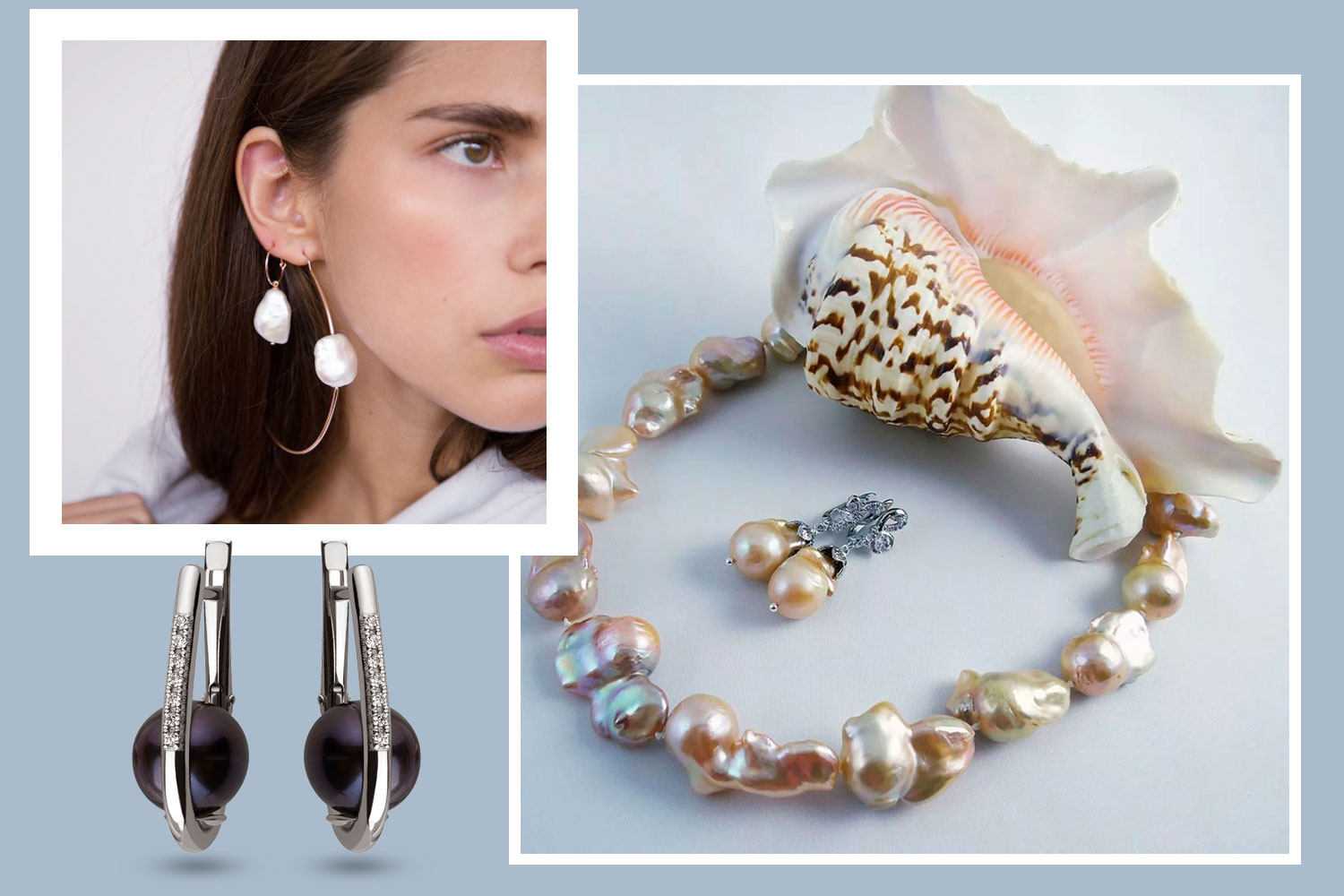 Stages of growing sea and river pearls